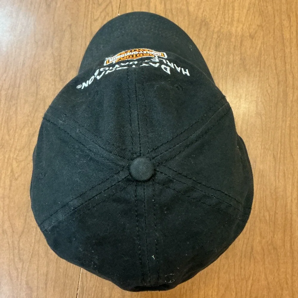 Y2K Harley-Davidson Grunge Biker Hat OSFM Black Embroidered Cap Daytona Beach FL